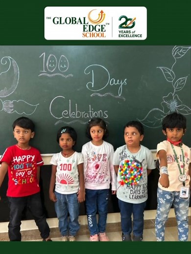 From playful activities to meaningful conversations, today marked the 100th page of our children’s learning story 😍 Parents became co-explorers, helping little hands understand big ideas through moments that felt warm, fun, and unforgettable 🥳🥳 #kids #kidslearning #preprimarystudents #tinytots #celebrating100days #theglobaledgeschool | Global Edge School Kukatpally