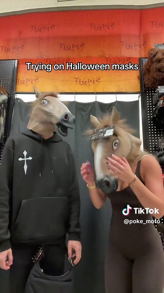 Trying on Halloween Masks: Fun Spirit Halloween Finds