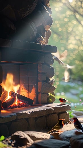 Cozy Spring Cave 🌸🔥 Relaxing Bird Sounds & Peaceful Nature Ambience