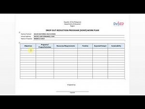 Dropout Reduction Program (DORP) Work Plan (FREE TEMPLATE)