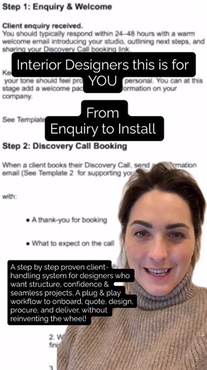 Lisa-Marie | Business Coach & Mentor: Interior Designers | UK on Instagram: "Read and Save ✨👇🏻 From Enquiry to Install: The Interior Designers Client Journey. This 50 page premium guide gives you the exact flow to handle clients like a pro, from the first enquiry to the final styled cushion! Inside you’ll find stage by stage checklists, email scripts, pricing, and payment guidance procurement pathways, ordering & tracking best practices, trade coordination boundaries, and real ti