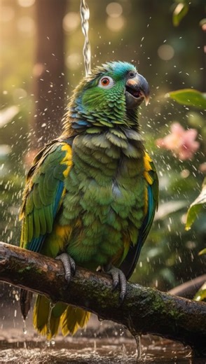 Edna Tello on Instagram: "¿Tu loro le huye al agua? 🦜💦 ¡Stop! ❌No lo obligues ✅mejor usa su instinto a tu favor. En la naturaleza, el sonido de la lluvia es la señal sagrada para el aseo. Cuando escuches que empieza a llover (o pongas sonido de lluvia), notarás que abre sus alas y esponja sus plumas. ¡Ese es el momento perfecto! Saca tu atomizador y dale una brisa ligera. Verás cómo disfruta de un baño natural y sin estrés. ¿Conocías este truco? Cuéntame en los comentarios cómo es la hora del 