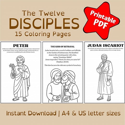 12 Apostles of Jesus Coloring Pages | Bible Story Printable for Kids | Sunday School Activity - Etsy