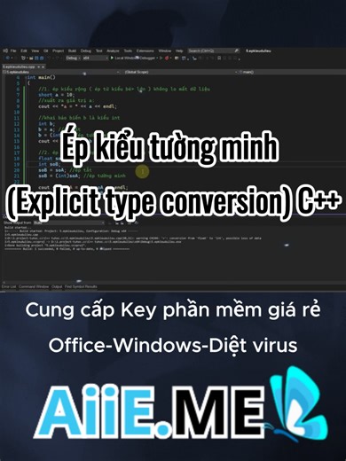 Ép kiểu tường minh (Explicit type conversion) C #visualstudio #project2021 #project2016 #windowsserver2016 #windowsserver2022
