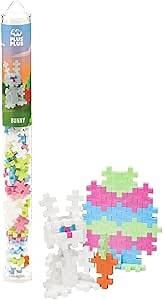PLUS PLUS 3D Puzzle Building Block Set, 70 Mini Interlocking Pieces, Fun Holiday Activities for Kids - Bunny Mini Maker Tube