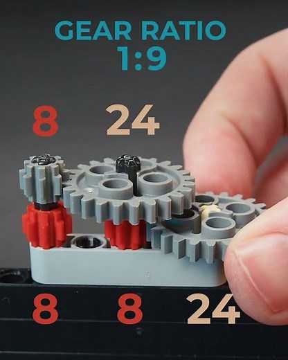 Gear Train and Gear Ratio Visualisation with LEGO #LEGO #satisfying #mechanics #afol #engineering