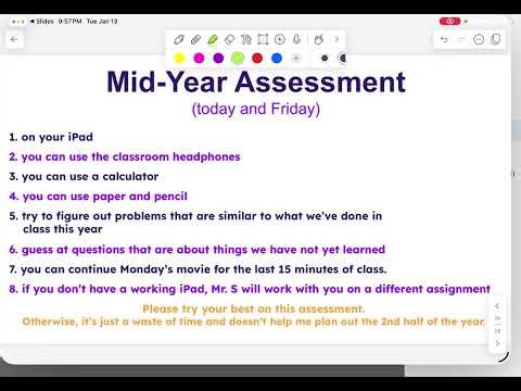 Mid-Year Assessment directions for 7th Grade