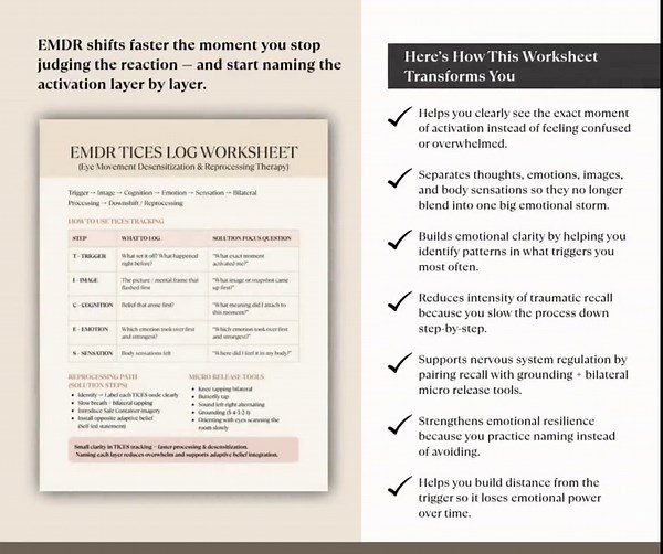 EMDR TICES Log Worksheet, Trauma Therapy Printable, Trigger Tracker - Etsy