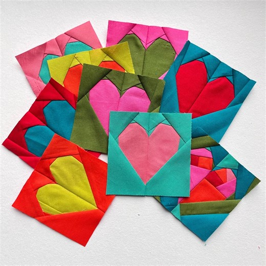 Heart Quilt Block Foundation Paper Piecing Pattern PDF - Beginner Friendly 3-6 Inch Sizes - Etsy