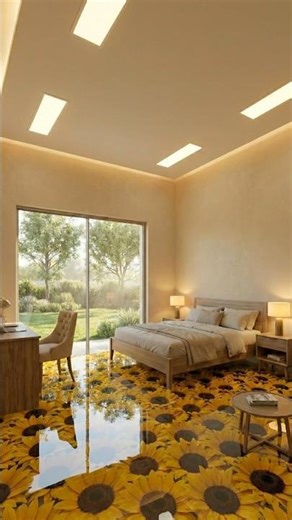 🌻 100+ Giant Sunflowers Sealed Under Glass Floor! | Transparent Epoxy Bedroom Transformation 💎✨