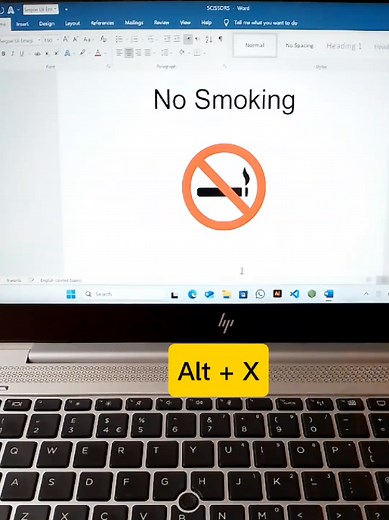 Ms Word Shortcut Key for No Smoking Symbol