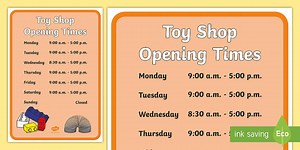 Toy Shop Opening Times