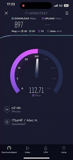 o2 Speedtest im deutschen 5G Netz