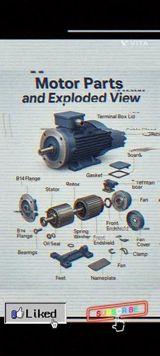 Electric Motor Parts Explained | Exploded View #electricalknowledge #waterengineering #hvac #mep