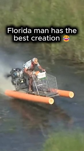 Man Turns Shopping Cart Into a Working Boat 💀 #BreakingNews #FunnyVideo #WeirdBuild #ViralReels #inventiongonewrong | Strange AI