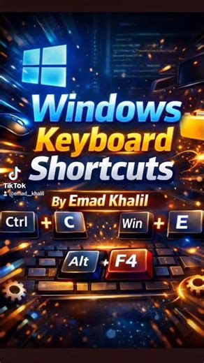 اختصارات لوحه المفاتيح في نظام الويندوز 💥 Windows Keyboard shortcuts ⚡ #windows #icon #size #shorts