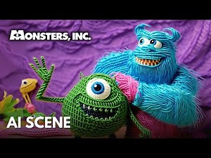 MONSTERS INC Scene But AI Generated in Yarn | Runway Gen 3