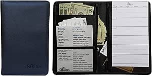 STRATUS Server Book, Premium Waitress & Waiter Serving Books with 2 Upgraded Window Pockets for Food & Beverage Cheat Sheets and 2 Upgraded Zipper Money Pouches for Tips & Guest Checks