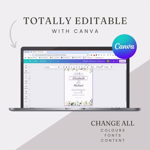 Wedding Table Seating Chart Template, Elegant Wedding Mirror Seating Chart Cards, Blue Floral Printable Seating Arrangement Canva WEDK002 - Etsy