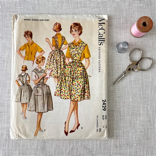 1960s Apron & Shirt Sewing Pattern: Mccalls 2429, Size 14, 34" Bust, Uncut - Etsy