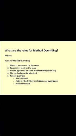 What are the rules for Method Overriding? | Interview questions of java