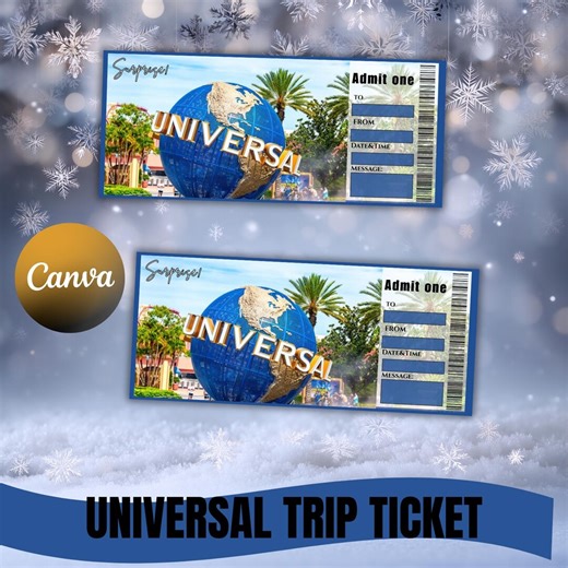 Printable Universal Trip Ticket, Editable Boarding Pass Template, Vacation Trip Reveal Ticket, Theme Park Surprise Gift - Etsy