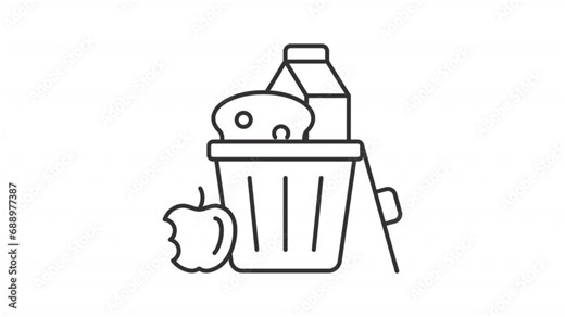 Social problems animation set. Poverty and food waste animated line icons. Pandemic and pests invasion. Black illustrations on white background. HD video with alpha channel. Motion graphic