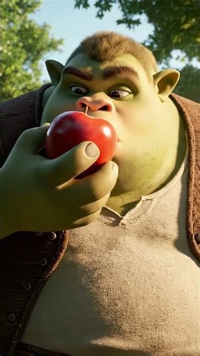 Oddly Satisfying Green Ogre Eats an Apple 🍏 #ASMR #Trending #Shorts