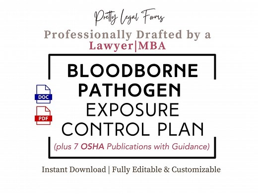 Bloodborne Pathogen Exposure Control Plan OSHA Compliance Medical Spa Safety Policy and Procedure Med Spa Sop BBP ECP Template Sharps Log - Etsy