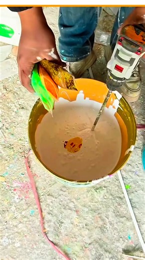 The process of stirring colored paint #color #paint | High-Tech Manufacturing