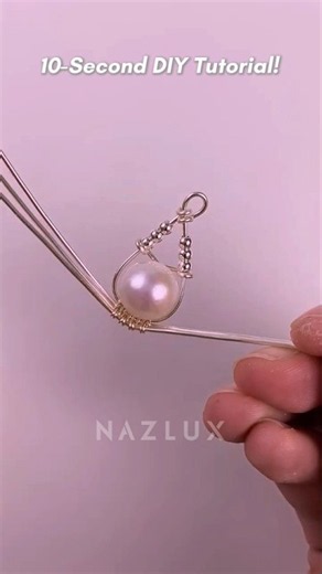 DIY Woven Wire Wrapped Pearl Drop Pendant | Necklace Tutorial! ✨ #Handmade #Trending #Viral #Shorts