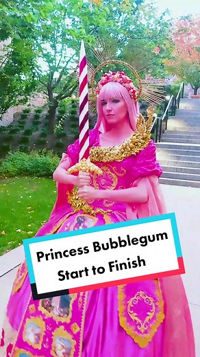 For folks asking what the Peppermint Sword was for - it's the final piece in my original Princess Bubblegum design! Here's the FULL process, start to finish! #cosplay #tiktokcosplay #adventuretime #princessbubblegum #diy #sewingdiy #diyfashion