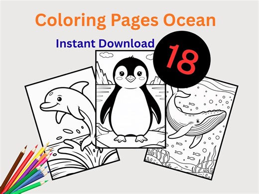 18 Ocean Coloring Pages Printable PDF, Sea Creatures Coloring Book, Ocean Animals Coloring Sheets, Kids & Adults Activity - Etsy