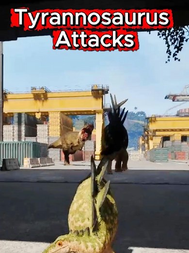 Tyrannosaurus Attacks Stegosaurus in The Isle Evrima