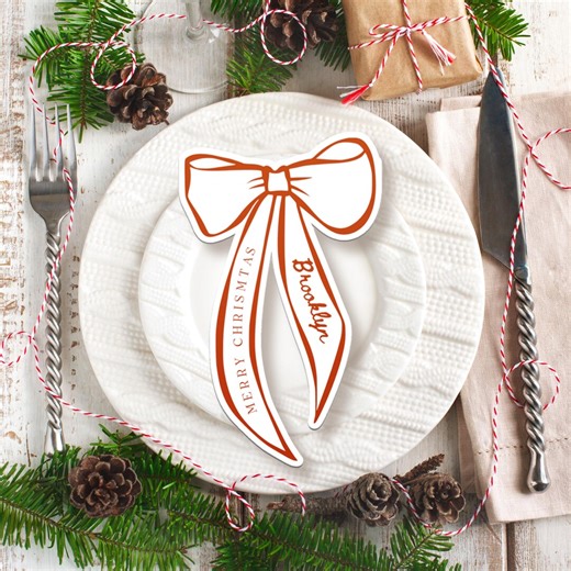 Bow Christmas Gift Tag, Bow Shaped Tag, Printable Bow Place Card, Christmas Cookie Tag, Bow Place Card, Baked Goods Gift Tag, Bow Tag,