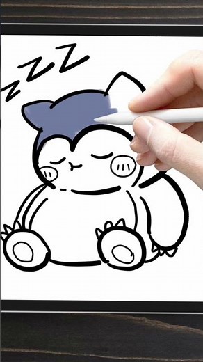 ✨ How to Draw a Sleeping Snorlax (Kawaii) Step by Step | Easy Drawing for Kids