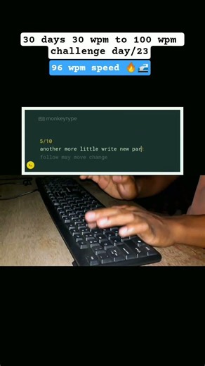 30 Days 100 WPM Typing Speed Challenge | Day 23 | 96 wpm speed 🔥🚅#shorts