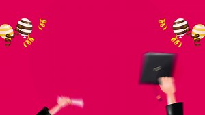 Happy Graduation. 3d vector frame hand throwing graduation hat and holding certificate, with flying balloons ornament