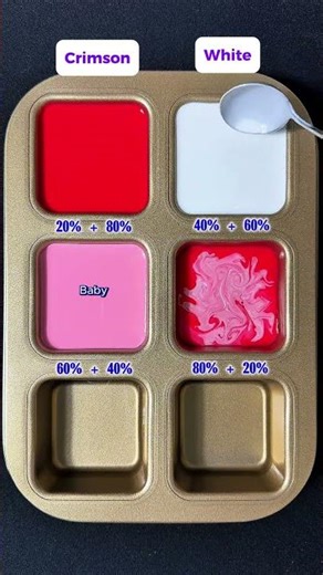 Create 4 beautiful colors from 2 Colors Crimson and white #colormixing #satisfying