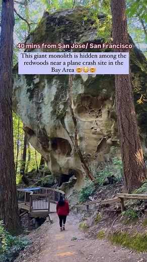Nell Narasappa | adventure travel | photography • drone 👩‍✈️ on Instagram: "location details👇🏼👇🏼 I asked if my friends wanted to wake up early and hike to an eerie 50-ft tall monolith hidden amongst the redwoods- they said yes 🥳 Would I have gone alone? I’m scared if a plastic bag rustles in the wind 😂 This giant monolith, along with a plane crash site and one of the oldest known redwood trees, resides in: 📍 El Corte de Madera Creek Preserve 🚨 There’s many ways to get to the monolith, e