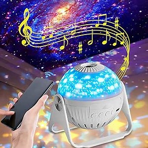 Star Projector, Planetarium Projector, 6 in 1 LED Sky Projector Light, 360° Rotating Star Night Light Projector with Hi-Fi Speaker, for Bedroom Kids Lamp, Party and Birthday Gifts