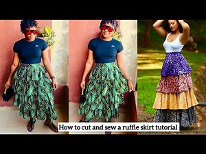 How to cut and sew a ruffle skirt tutorial video