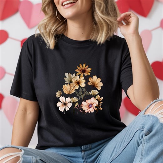 Vintage Pressed Flowers T-shirt - Botanical Cottagecore Floral Tee - Etsy