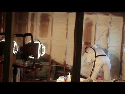 DIY Spray Foam - Part 3 - Spraying closed cell foam on a wooden wall.