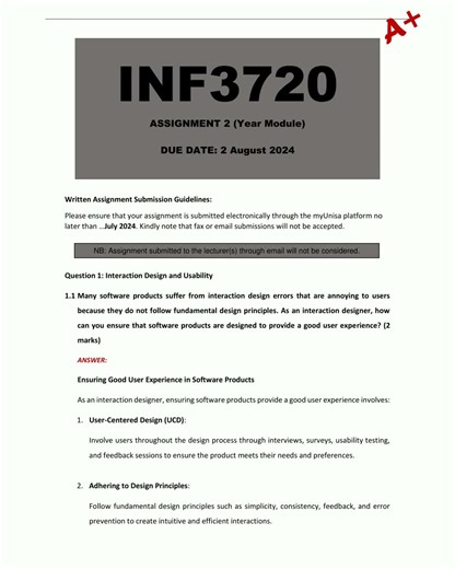 INF3720 Assignment 2 Detailed Answers Year Module Due 2 August 2024