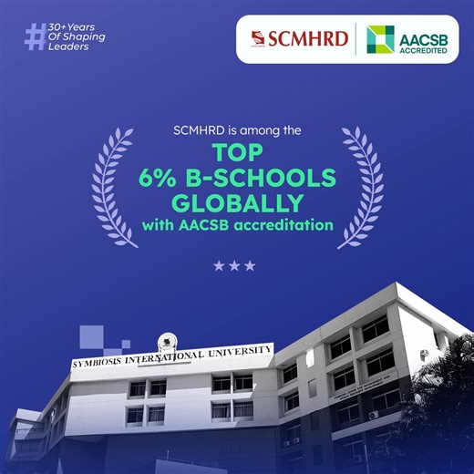🎓 A Legacy of Excellence, Reaffirmed! SCMHRD proudly achieves the prestigious AACSB Re-Accreditation, placing us once again among the top 6% of B-schools worldwide. 🌍 📰 Featured across 50 national news portals — including ANI, Lokmat Times & The Tribune — this milestone celebrates 30 years of shaping transformative leaders. Read the article here: tinyurl.com/3xp5yv6h | Symbiosis Centre for Management and Human Resource Development-SCMHRD