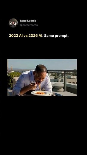 AI in 2023 vs 2026 | The Evolution of the Viral “Will Smith Eating Spaghetti” Video