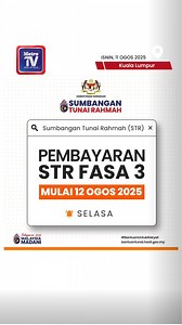 Pembayaran Sumbangan Tunai Rahmah Fasa 3 bermula esok - PM https://www.hmetro.com.my/mutakhir/2025/08/1250872/pembayaran-sumbangan-tunai-rahmah-fasa-3-bermula-esok-pm | Harian Metro