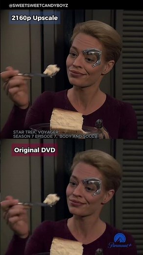 [4K] 7 of 9 eats Cheesecake | Star Trek: Voyager S07E14 'Body and Soul' #shorts #startrek #clips