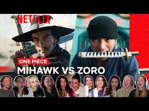 Zoro vs Mihawk | One Piece Live Action Netflix Episode 5 Girls Reaction Compilation